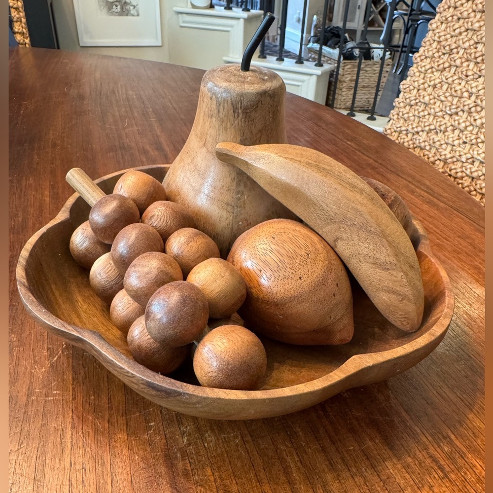 Mid-Century Modern Wooden Fruit Bowl Set